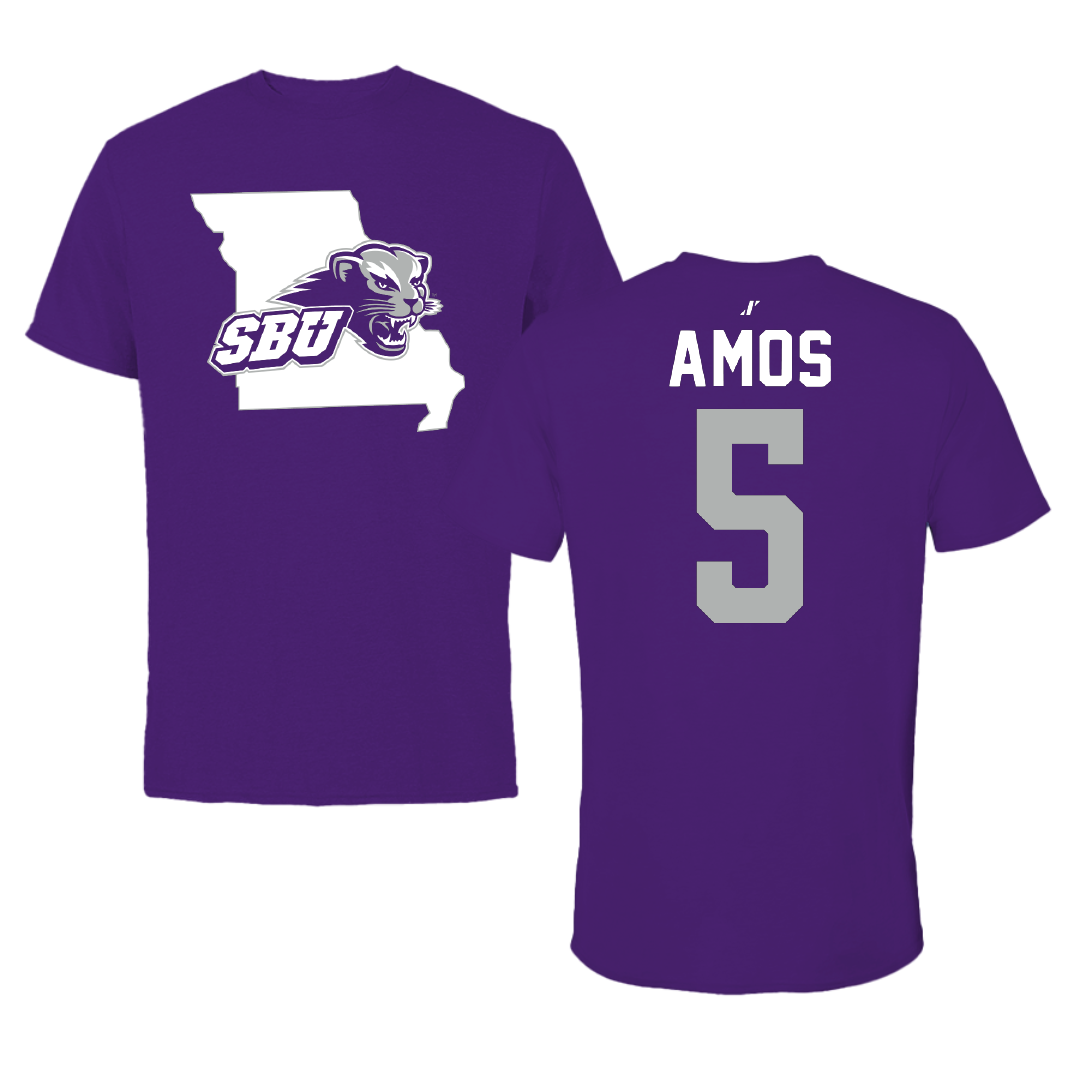 Southwest Baptist University Football Purple State Tee - #5 Atari Amos