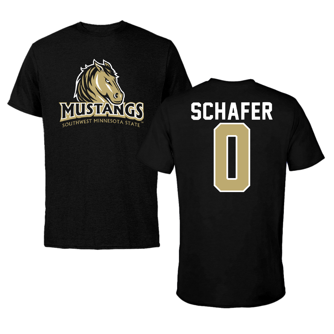 Southwest Minnesota State University Football Black Performance Tee - #0 Greg Schafer