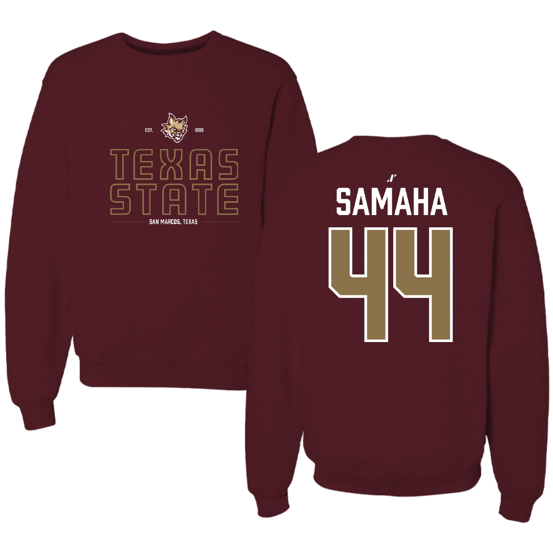 Texas State University Football Maroon General Crewneck - #44 Austin Samaha