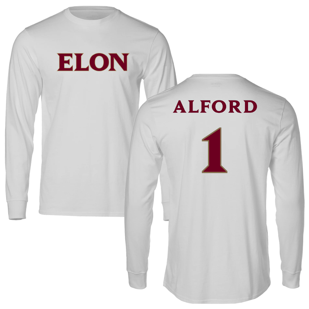 Elon University Baseball Light Gray Performance Long Sleeve - #1 Jackson Alford