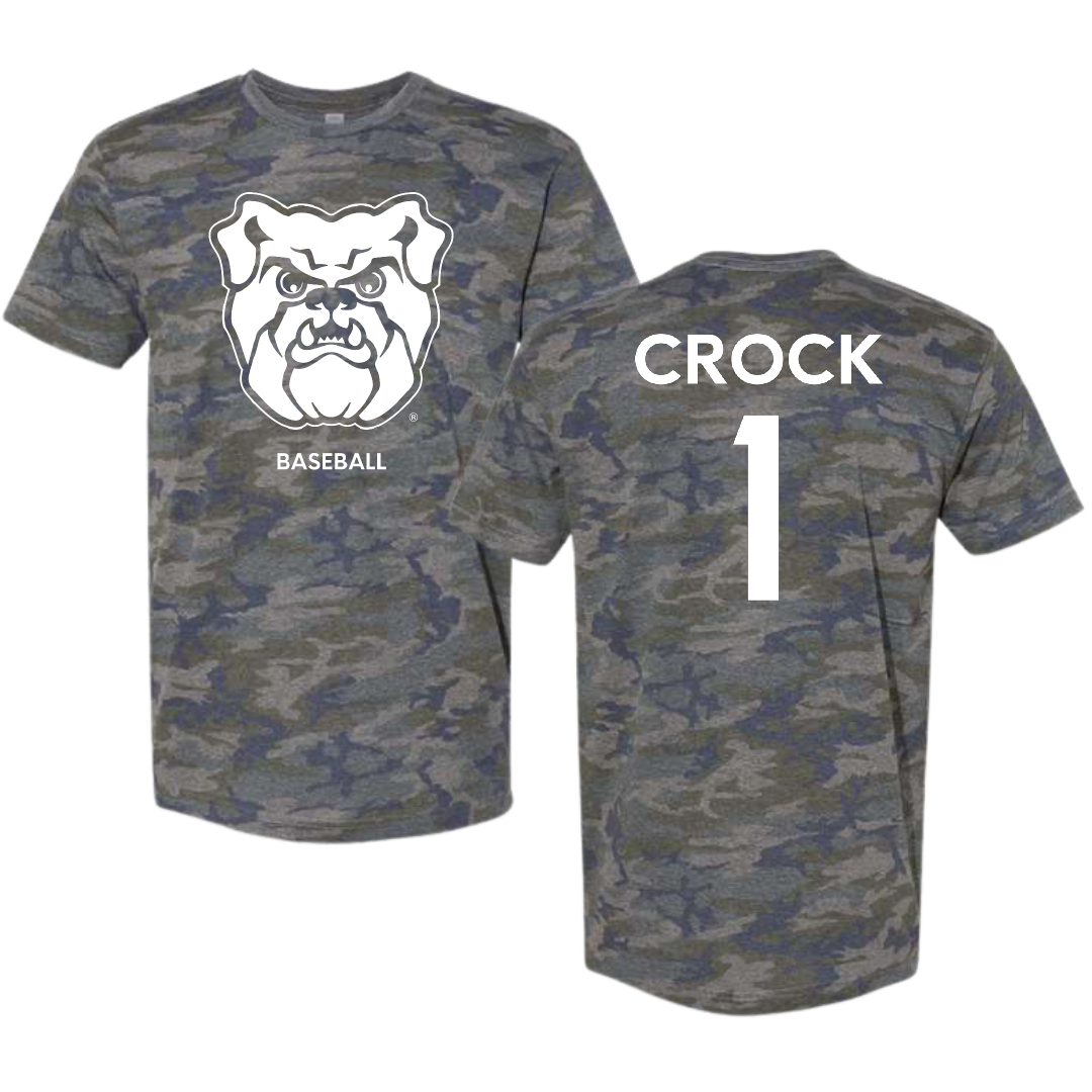 Butler University Baseball Vintage Camo Tee - #1 Logan Crock