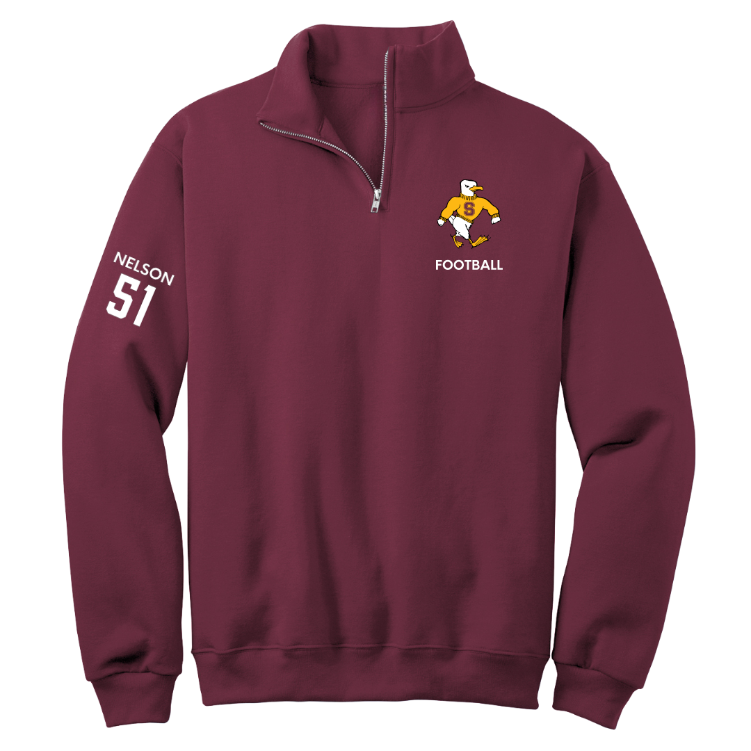 Salisbury University Football Maroon Quarter-Zip - #51 Matt Nelson