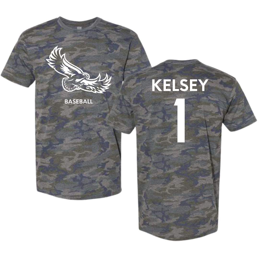 Saint Joseph's University Baseball Vintage Camo Tee - #1 Alex Kelsey