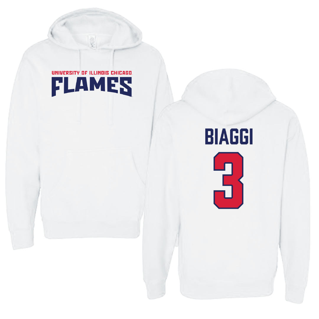 UIC Soccer White Classic Hoodie - #3 Adrian Biaggi
