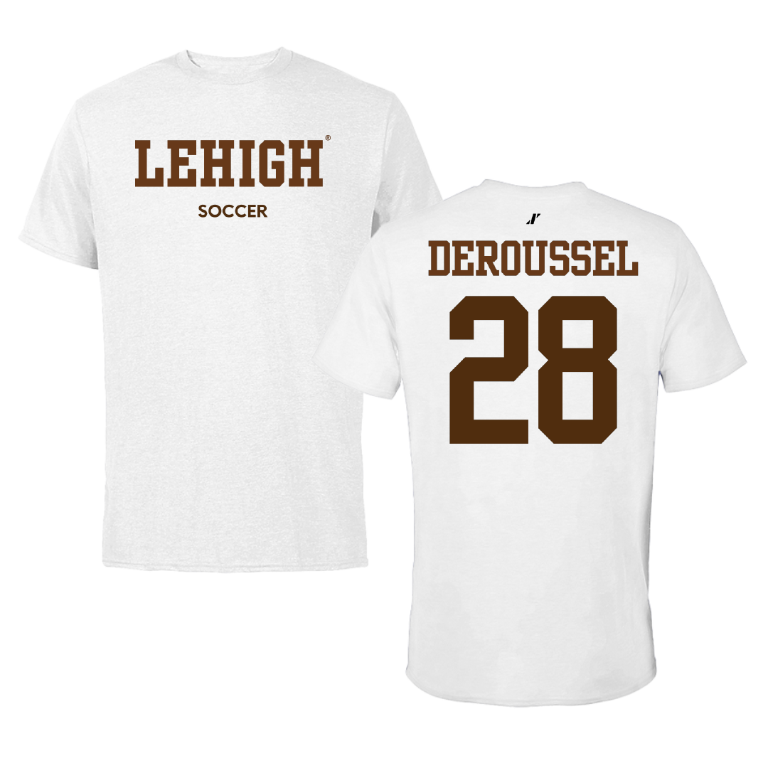 Lehigh University Soccer (M) White Tee - #28 Thomas DeRoussel