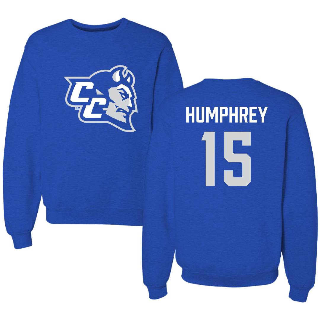 Central Connecticut State University Baseball Blue Crewneck - #15 Tony Humphrey