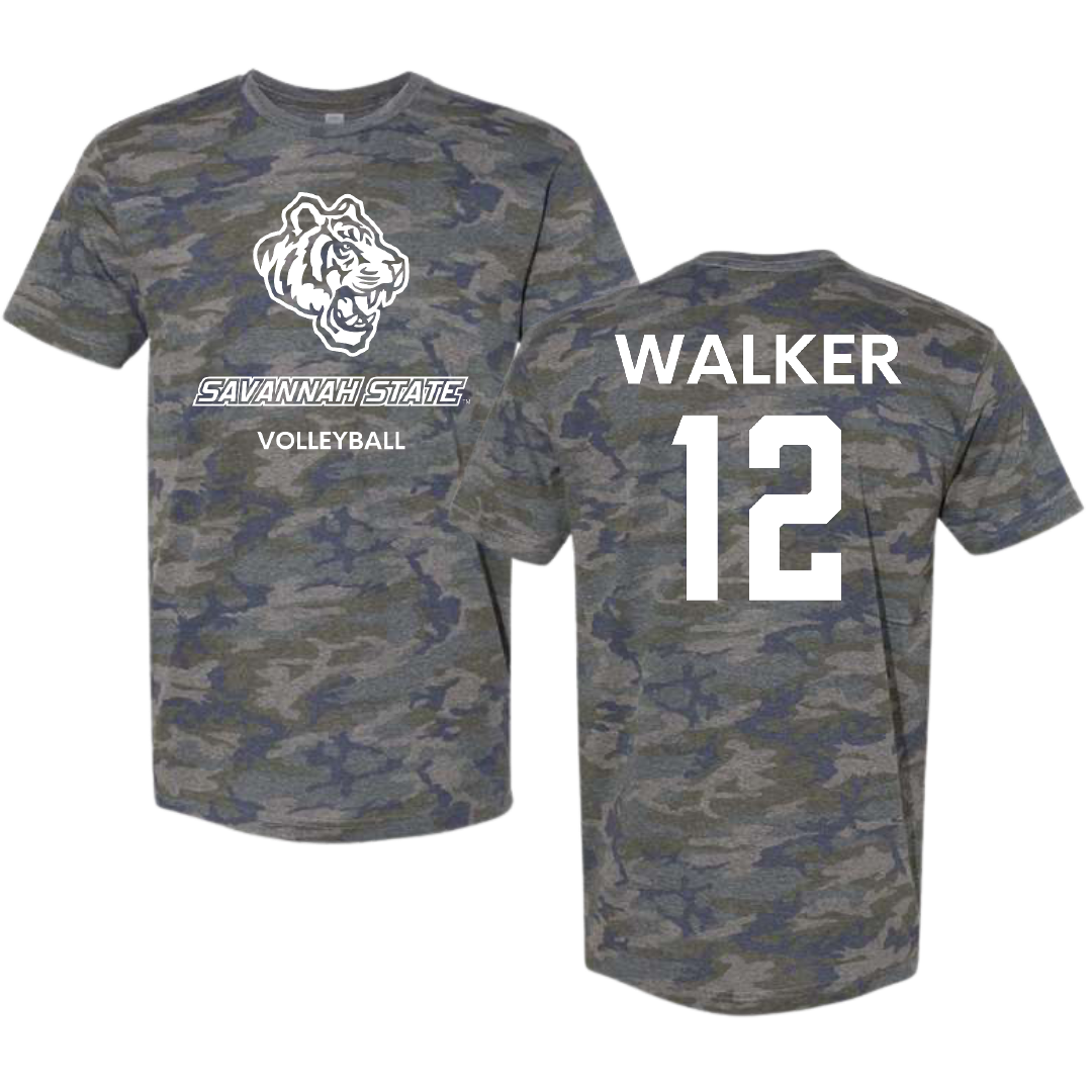 Savannah State University Volleyball (W) Vintage Camo Tee - #12 Amiyah Walker
