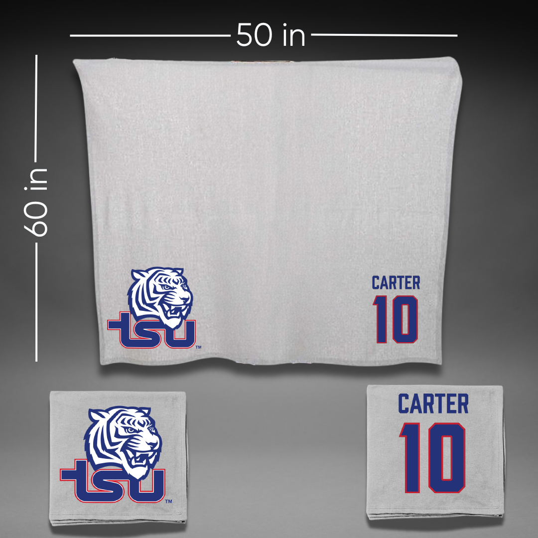 Tennessee State University Volleyball Gray Blanket - #10 Italya Carter