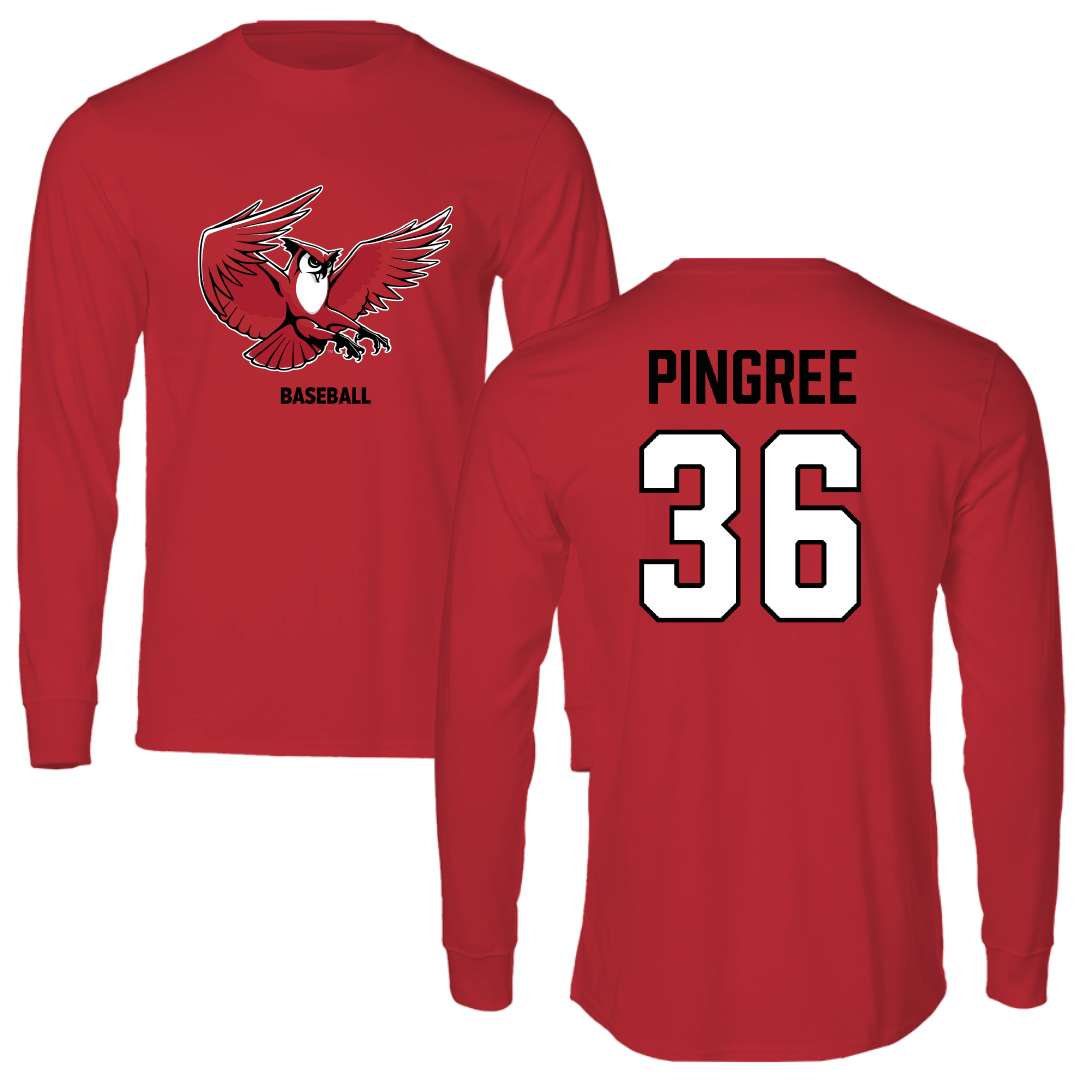 Keene State College Baseball Red Performance Long Sleeve - #36 Mason Pingree