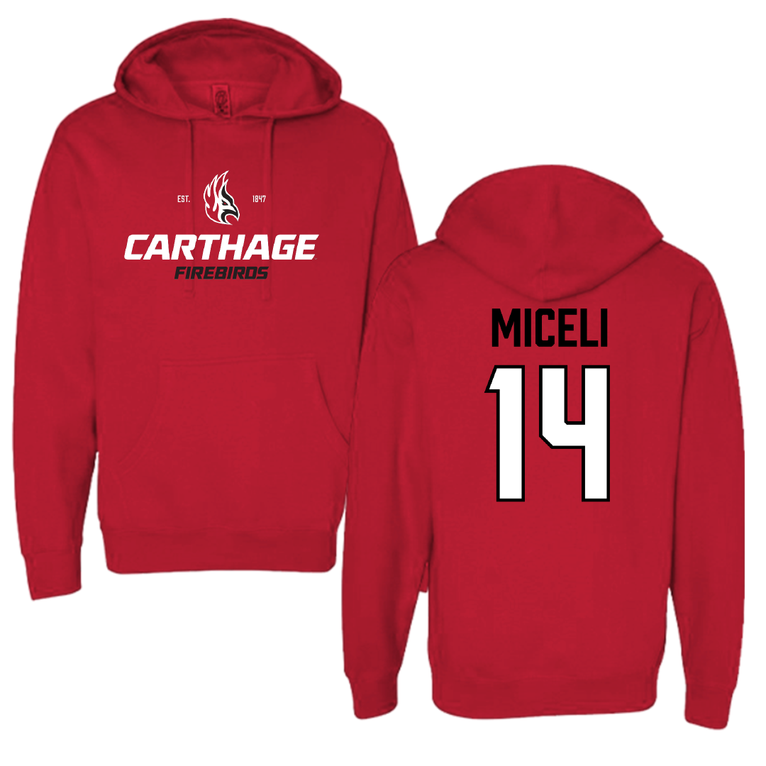 Carthage College Soccer (M) Red General Hoodie - #14 Theron Miceli