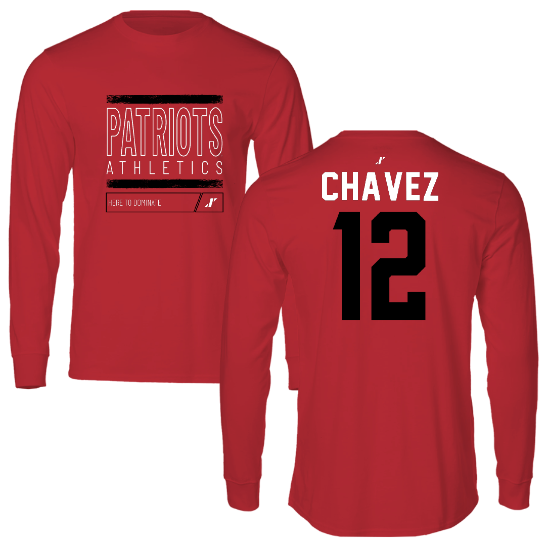 Dallas Baptist University Lacrosse Red Dominate Performance Long Sleeve - #12 Luis Chavez