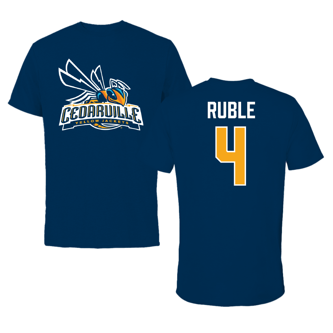Cedarville University Basketball Navy Tee - #4 Trevor Ruble