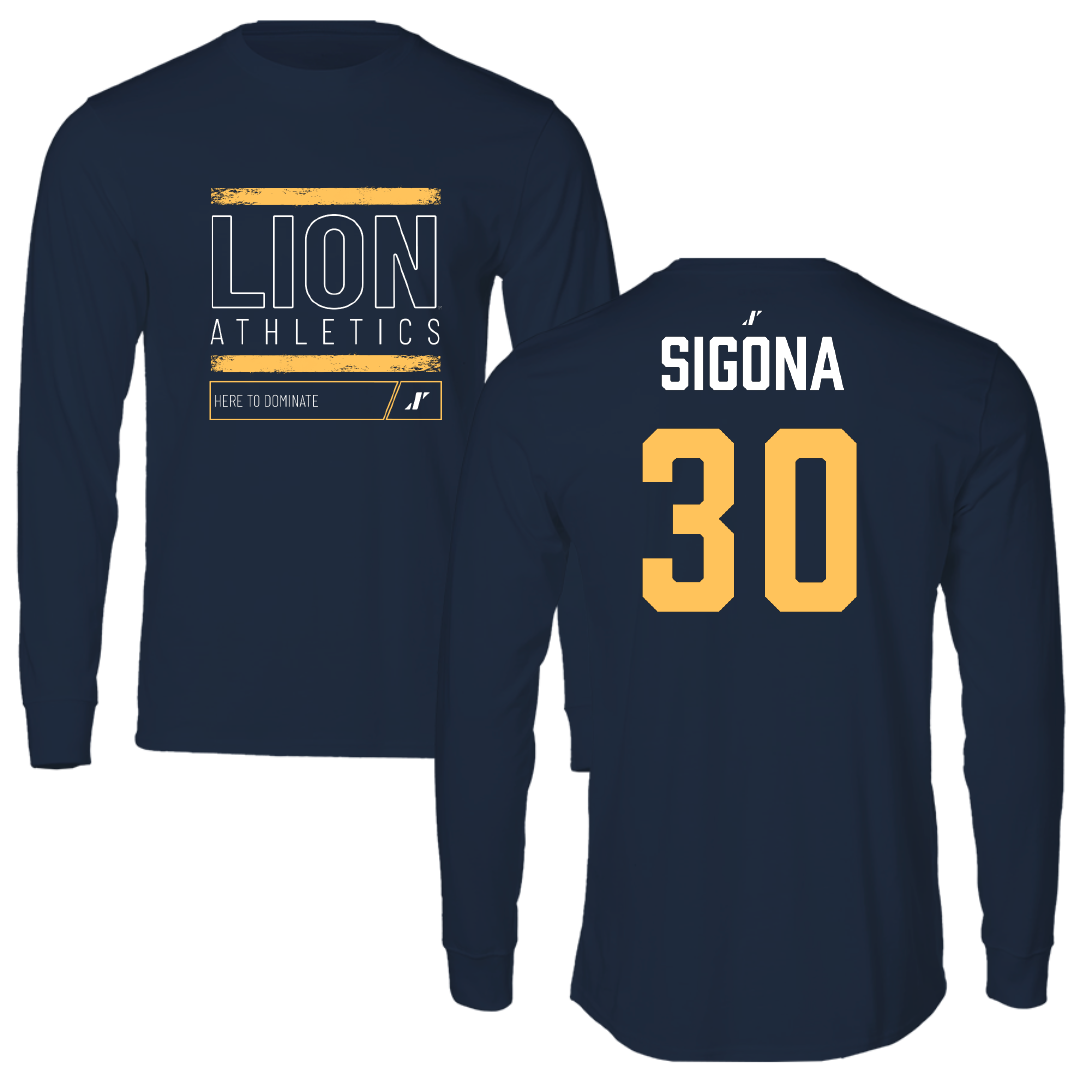 East Texas A&M University Basketball Navy Dominate Performance Long Sleeve - #30 Vinny Sigona