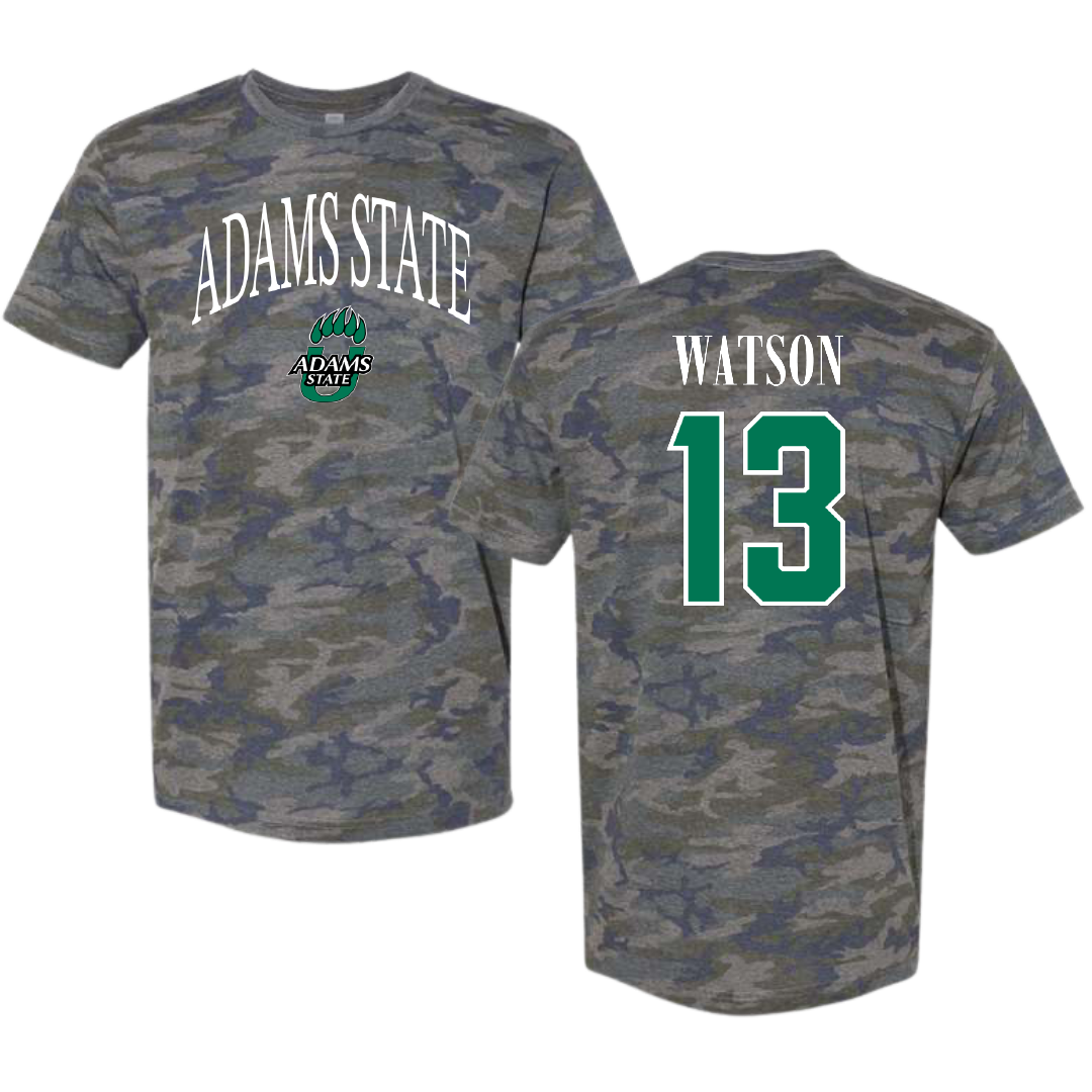 Adams State University Basketball Vintage Camo Tee - #13 Celina Watson
