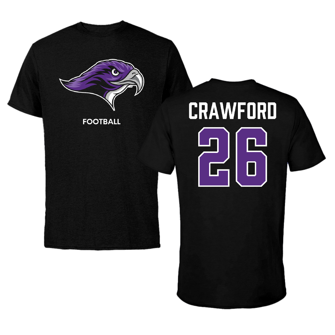 Stonehill College Football Black Tee - #26 Marcus Crawford