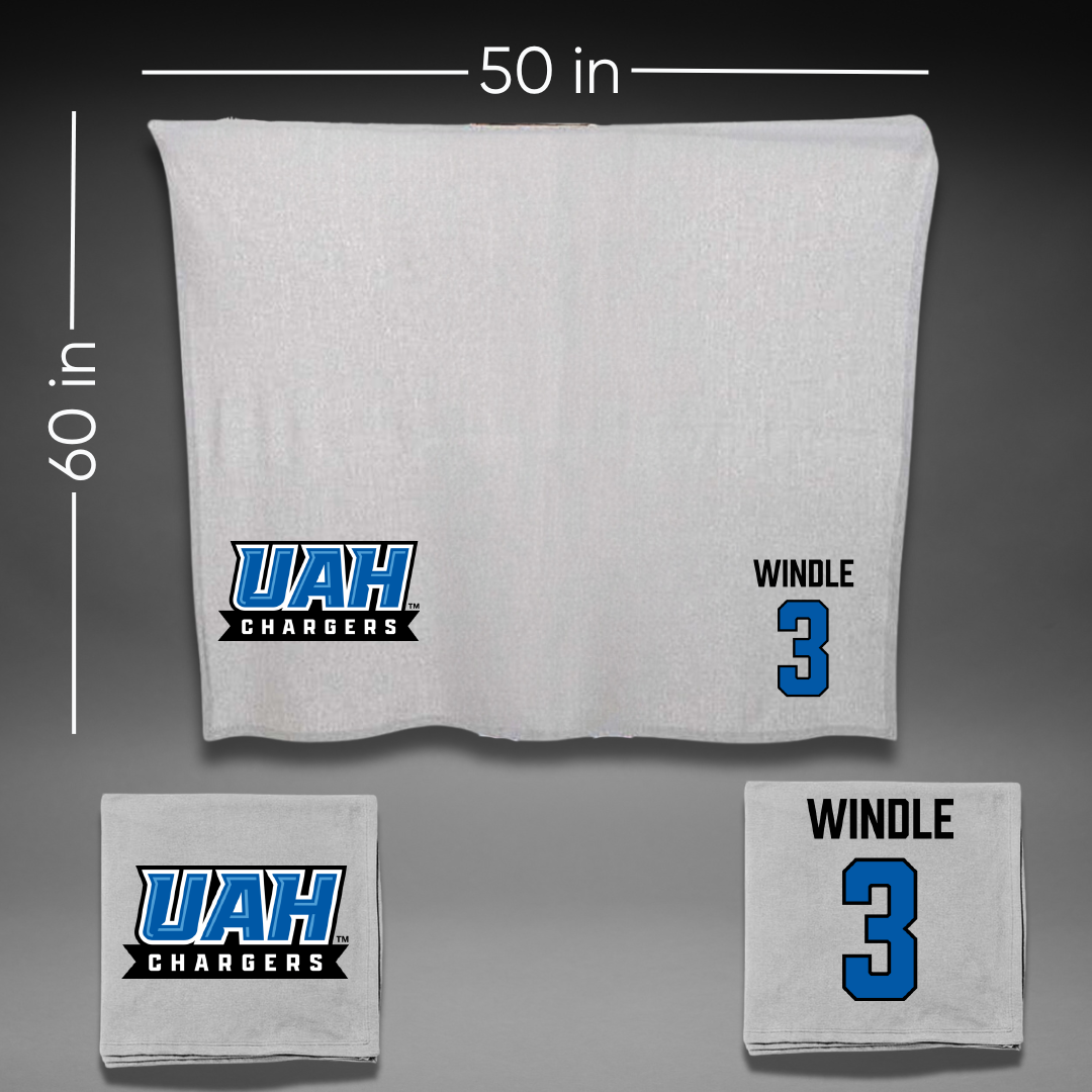 Huntsville Baseball Gray Blanket - #3 Hugh Windle