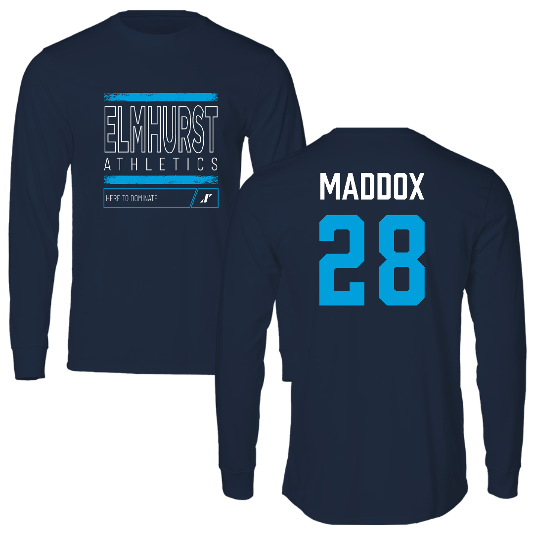 Elmhurst University Football Navy Dominate Performance Long Sleeve - #28 Julius Maddox