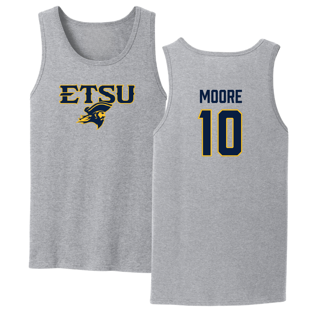 East Tennessee State University Basketball Sport Gray Tank Top - #10 Courtney Moore