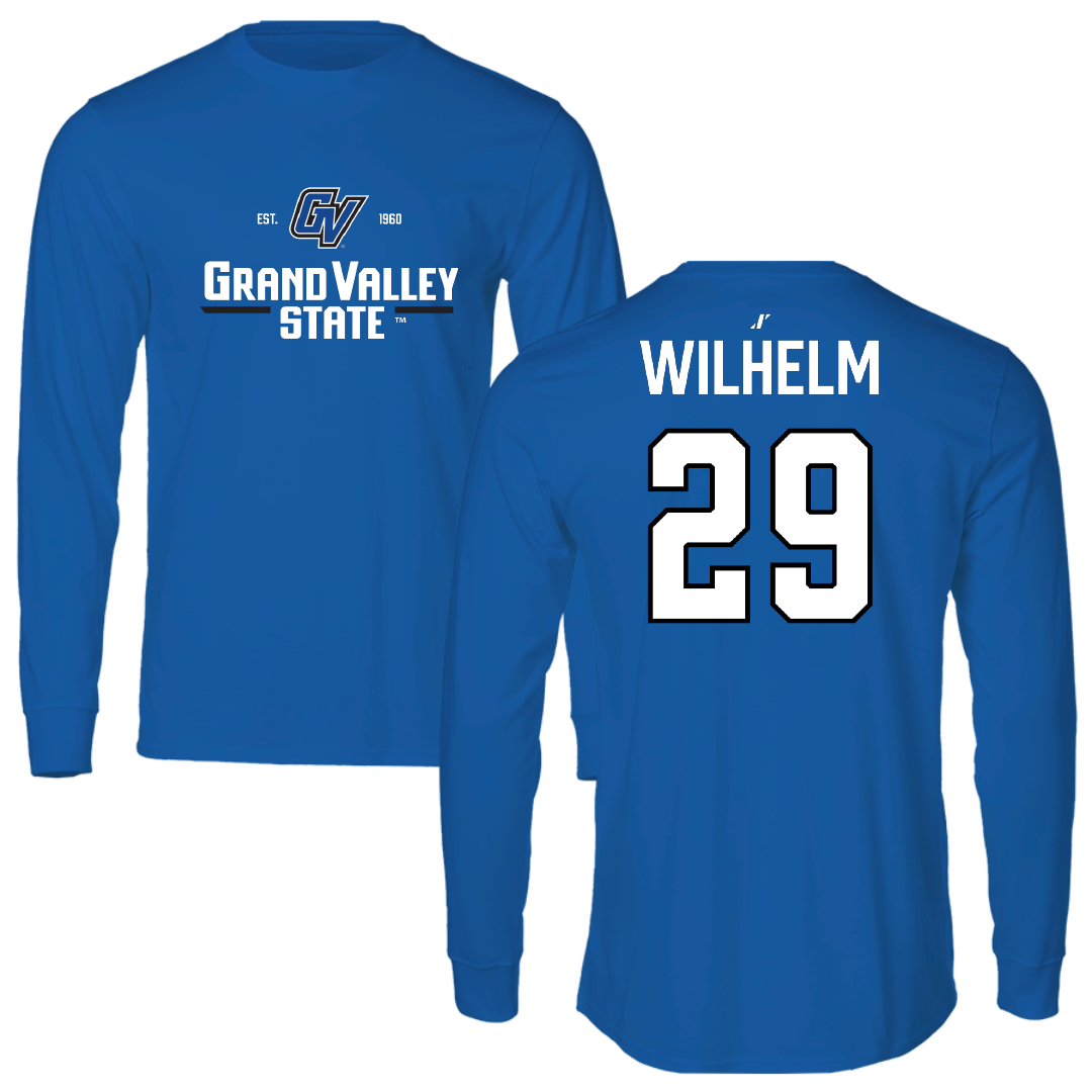 Grand Valley State University Soccer (W) Blue General Performance Long Sleeve - #29 Ivy Wilhelm