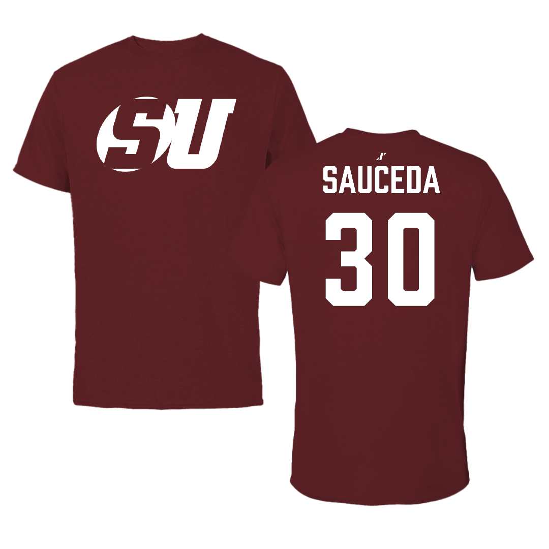 Schreiner University Baseball Maroon Tee - #30 Max Sauceda