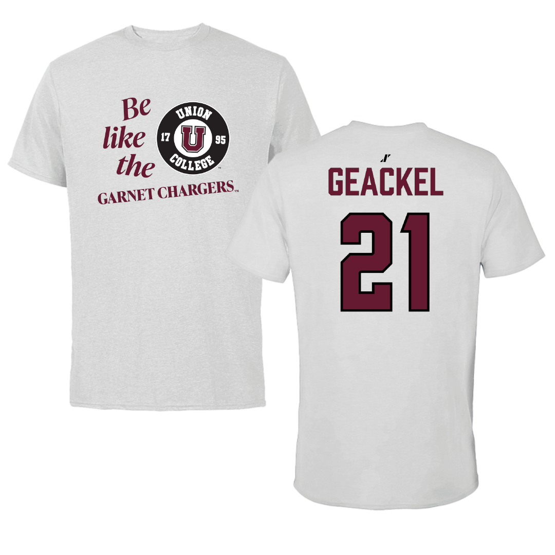 Union College Softball Light Gray Be Like Us Tee - #21 Sarah Geackel