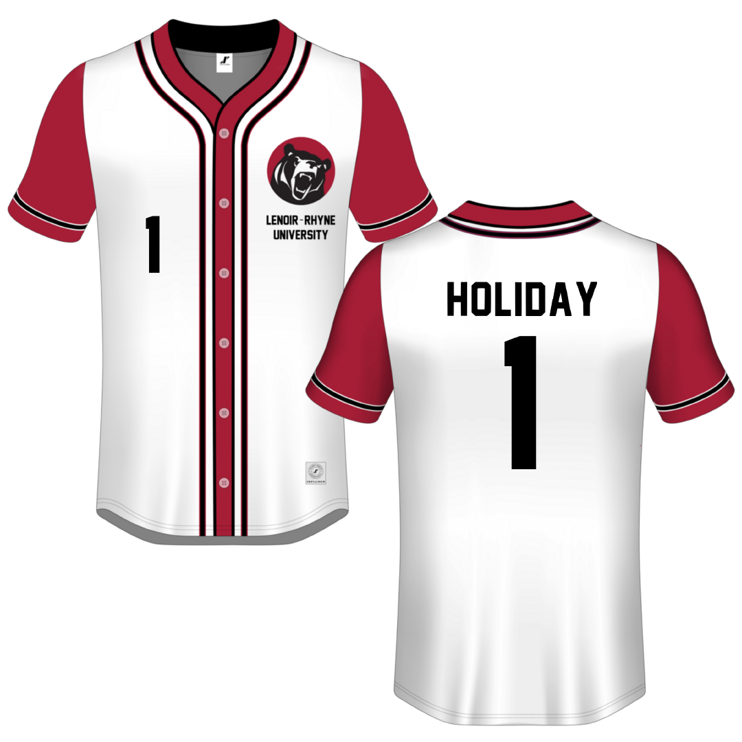Lenoir-Rhyne University White Button-Down Jersey - #1 Khi Holiday