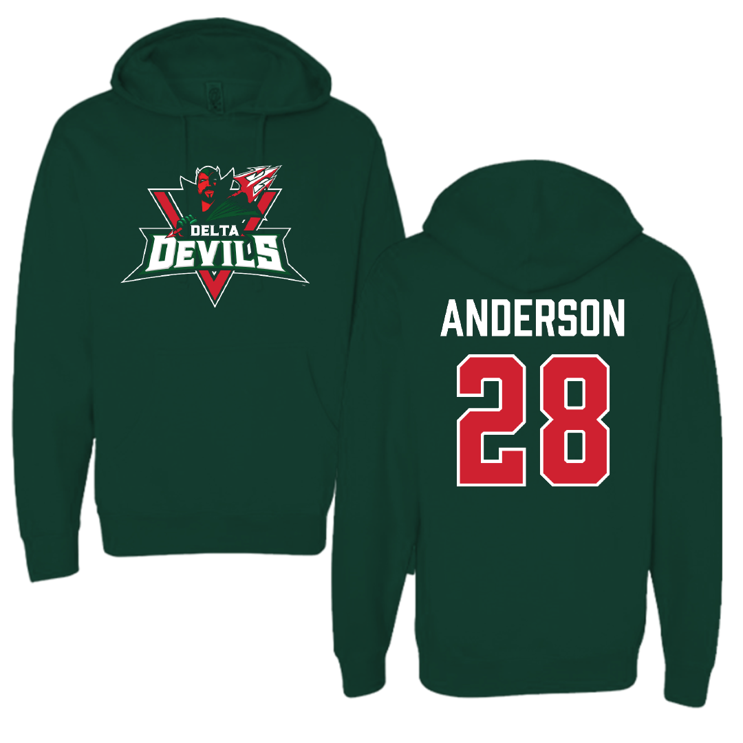 Mississippi Valley State University Football Forest Green Hoodie - #28 Jordan Anderson