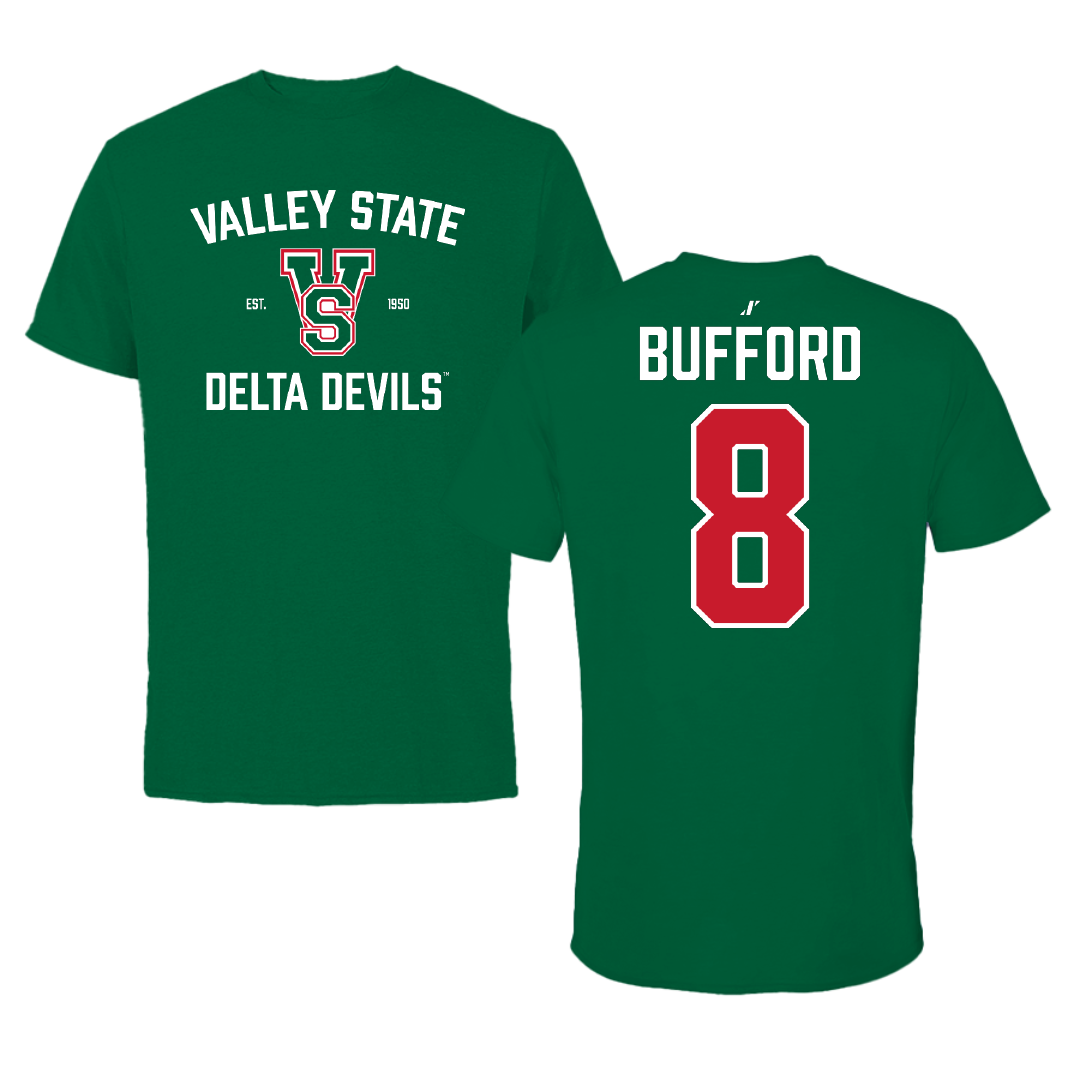 Mississippi Valley State University Baseball Green General Tee - #8 Noah Bufford