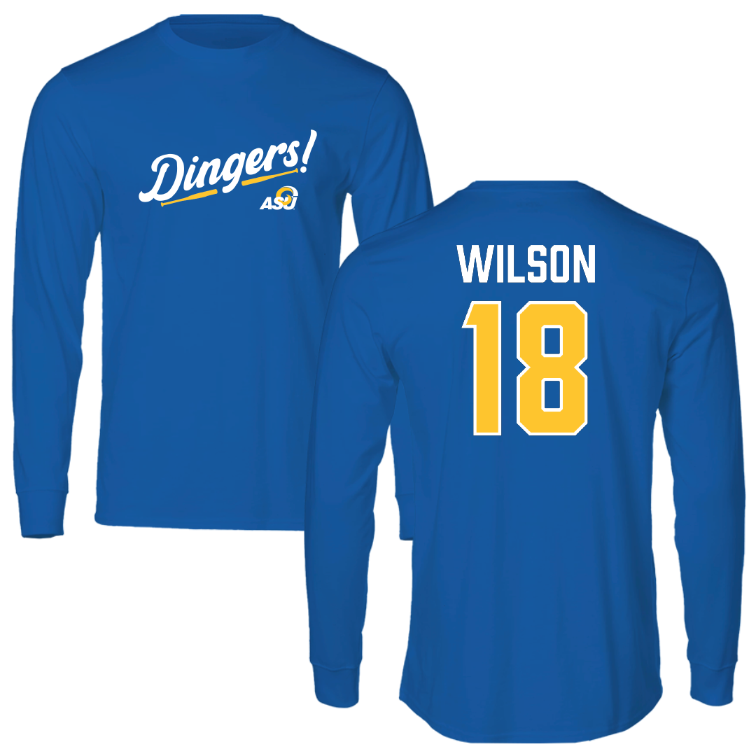 Angelo State University Baseball Blue Dingers Performance Long Sleeve - #18 Braden Wilson