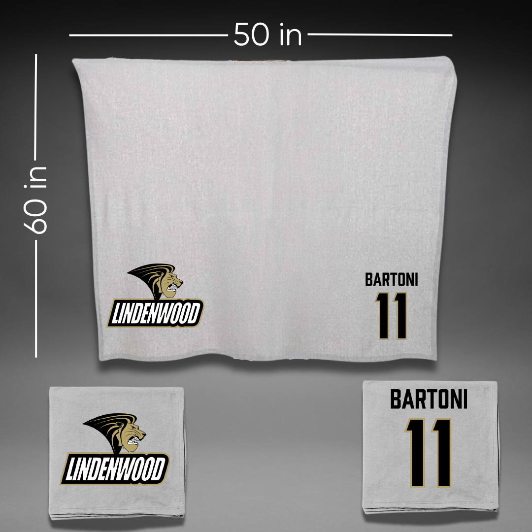 Lindenwood University Soccer Gray Blanket - #11 Luca Bartoni