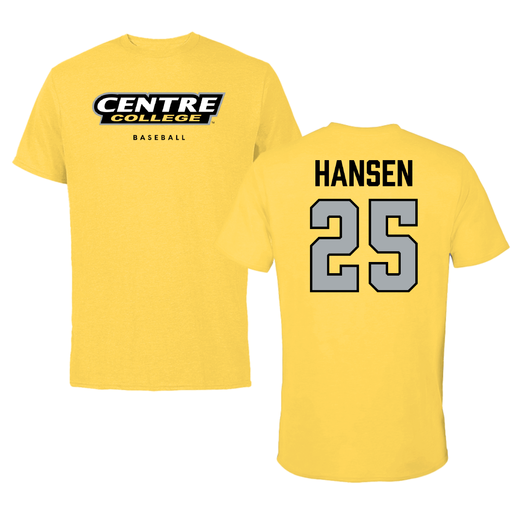 Centre College Baseball Yellow Colonel Tee - #25 Aiden Hansen
