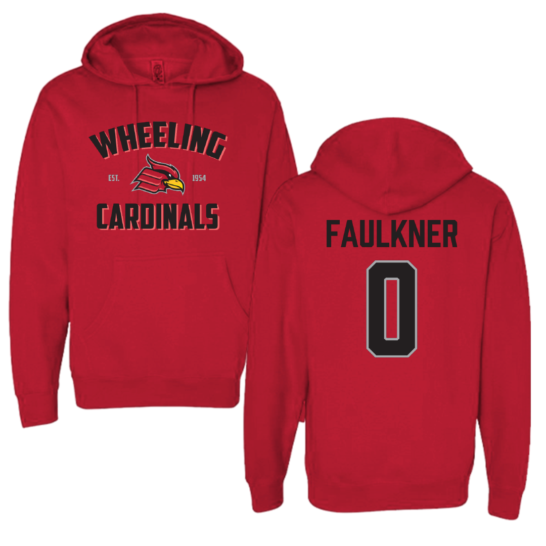 Wheeling University Soccer Red General Hoodie - #0 Sam Faulkner