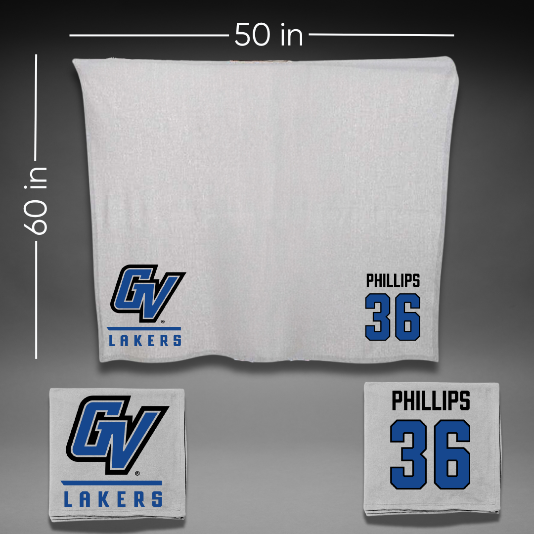 Grand Valley State University Football Gray Blanket - #36 Deshawne Phillips