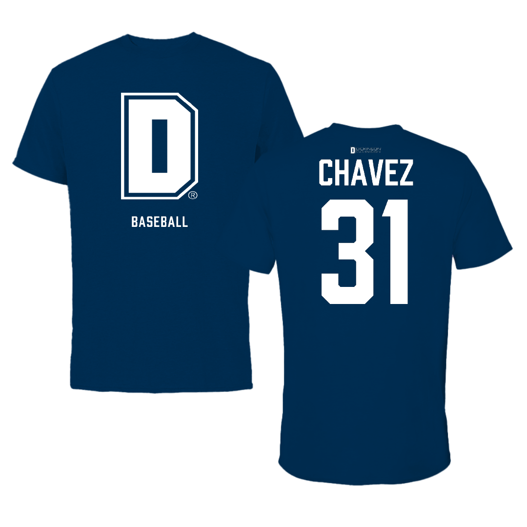 Dickinson State University Baseball Navy Tee - #31 Trent Chavez