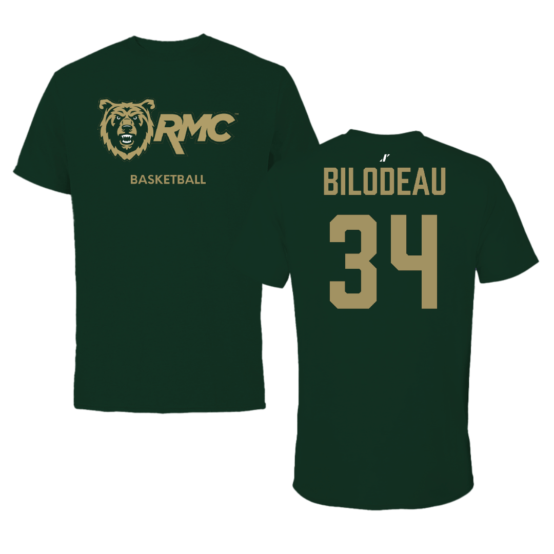 Rocky Mountain College Basketball (M) Forest Green Performance Tee - #34 Jacob Bilodeau