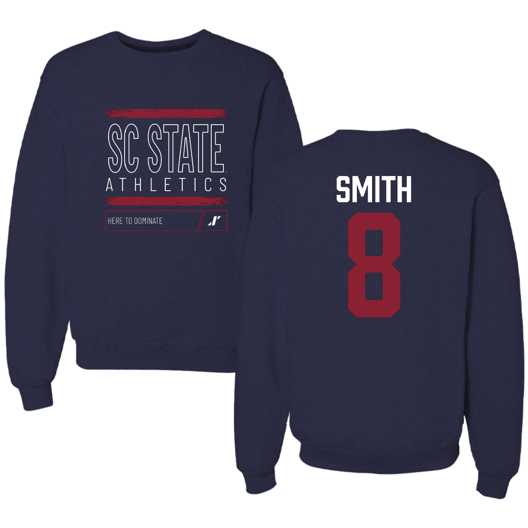 South Carolina State University Basketball Navy Dominate Crewneck - #8 Kimora Smith
