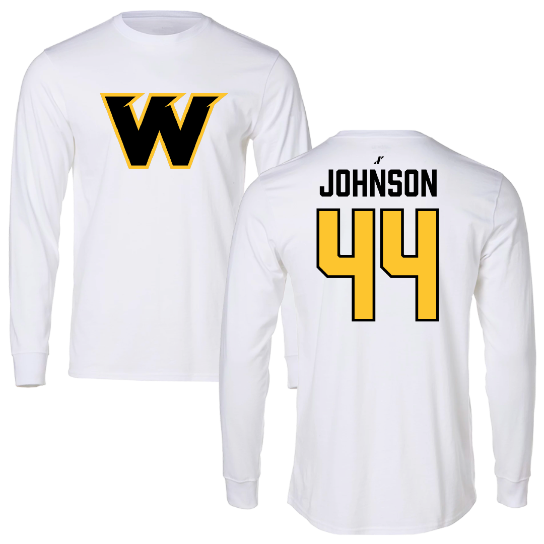 Wayne State College (Nebraska) Basketball White Performance Long Sleeve - #44 Addy Johnson