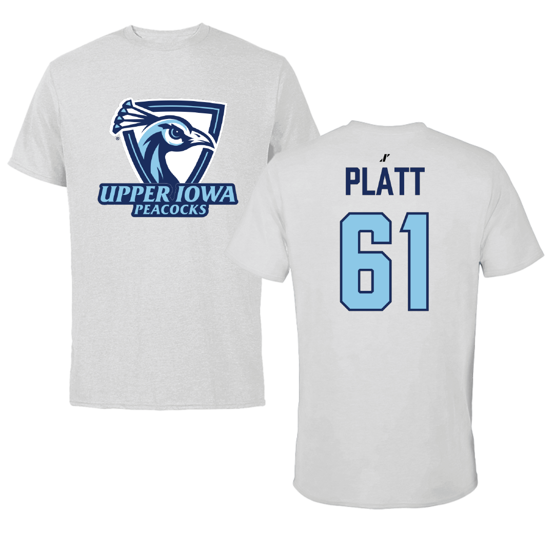 Upper Iowa University Football Light Gray Performance Tee - #61 Brayden Platt