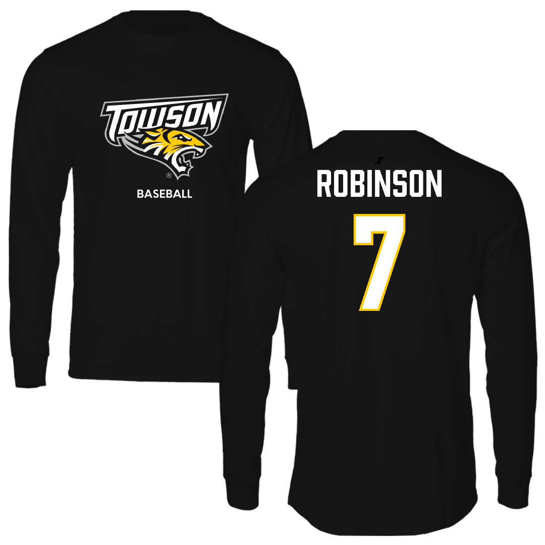 Towson University Baseball Black Long Sleeve - #7 Taye Robinson
