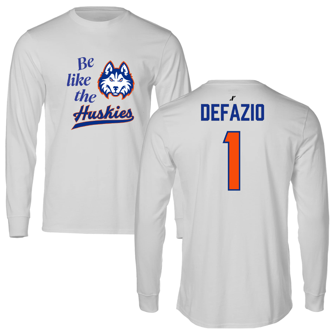 Houston Christian University Baseball Light Gray Be Like Us Long Sleeve - #1 Nico Defazio