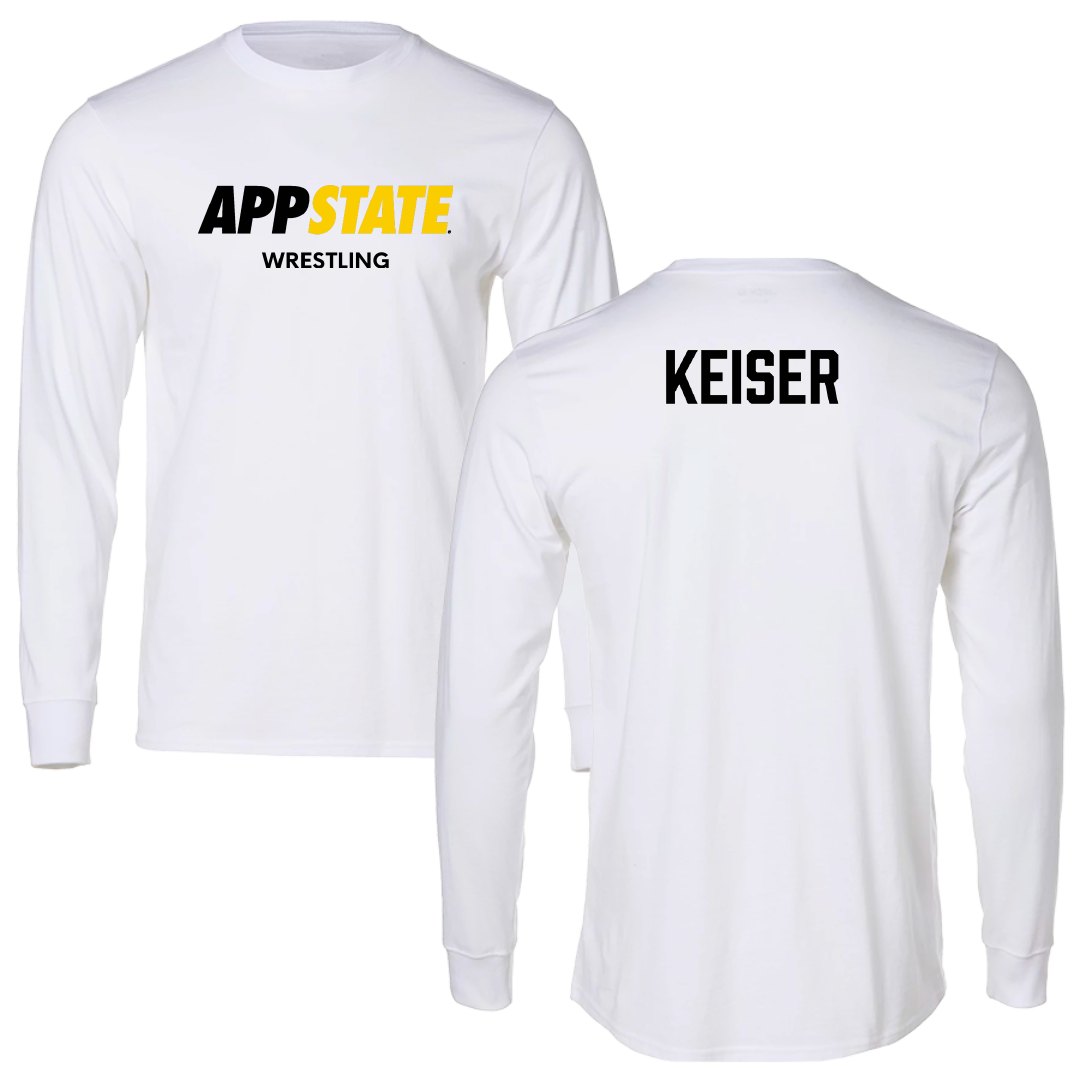 Appalachian State University Wrestling (M) White Block Performance Long Sleeve - Kaden Keiser