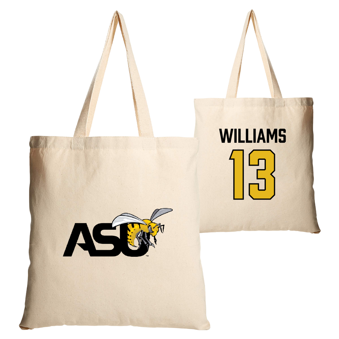 Alabama State University Softball Tan Canvas Tote Bag - #13 Bailee Williams