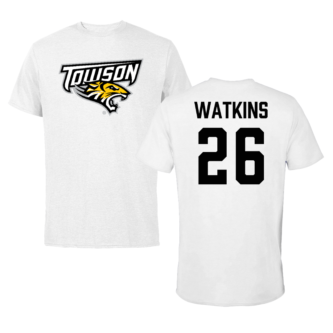 Towson University Football White Tee - #26 Christopher Watkins