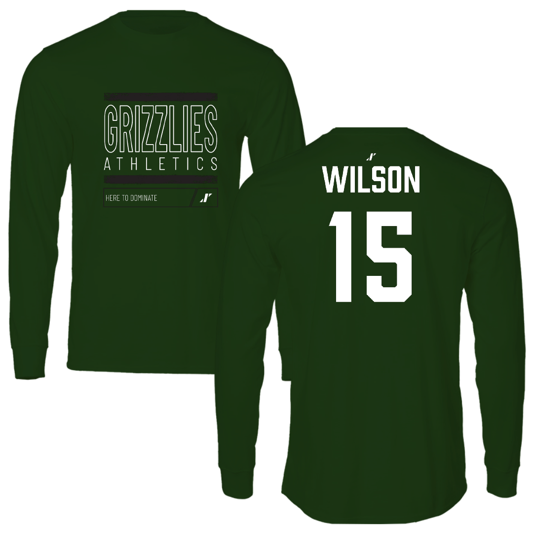 Adams State University Volleyball Forest Green Dominate Performance Long Sleeve - #15 Makylee Wilson