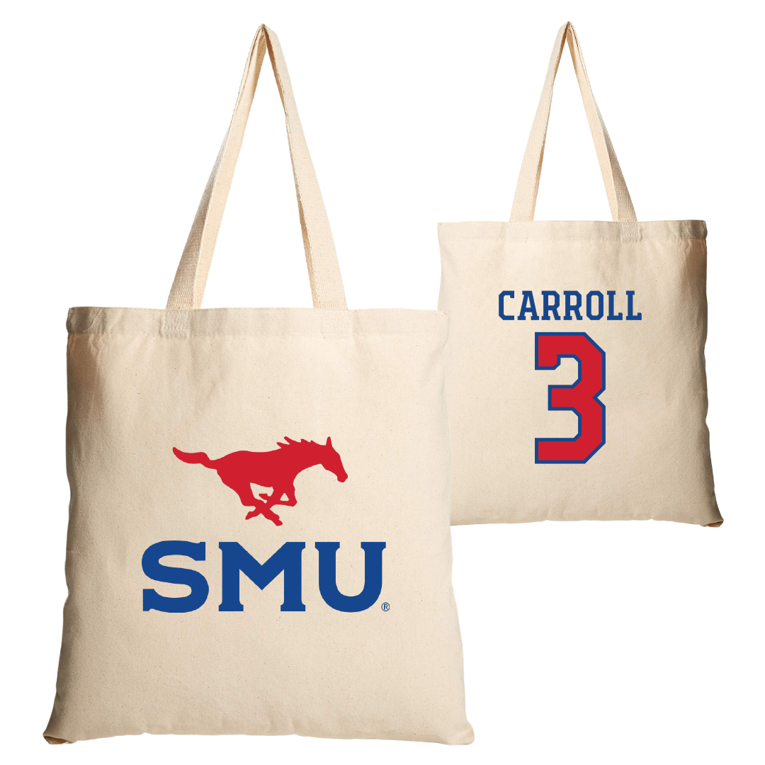 Southern Methodist University Football Tan Canvas Tote Bag - #3 Jamarion Carroll
