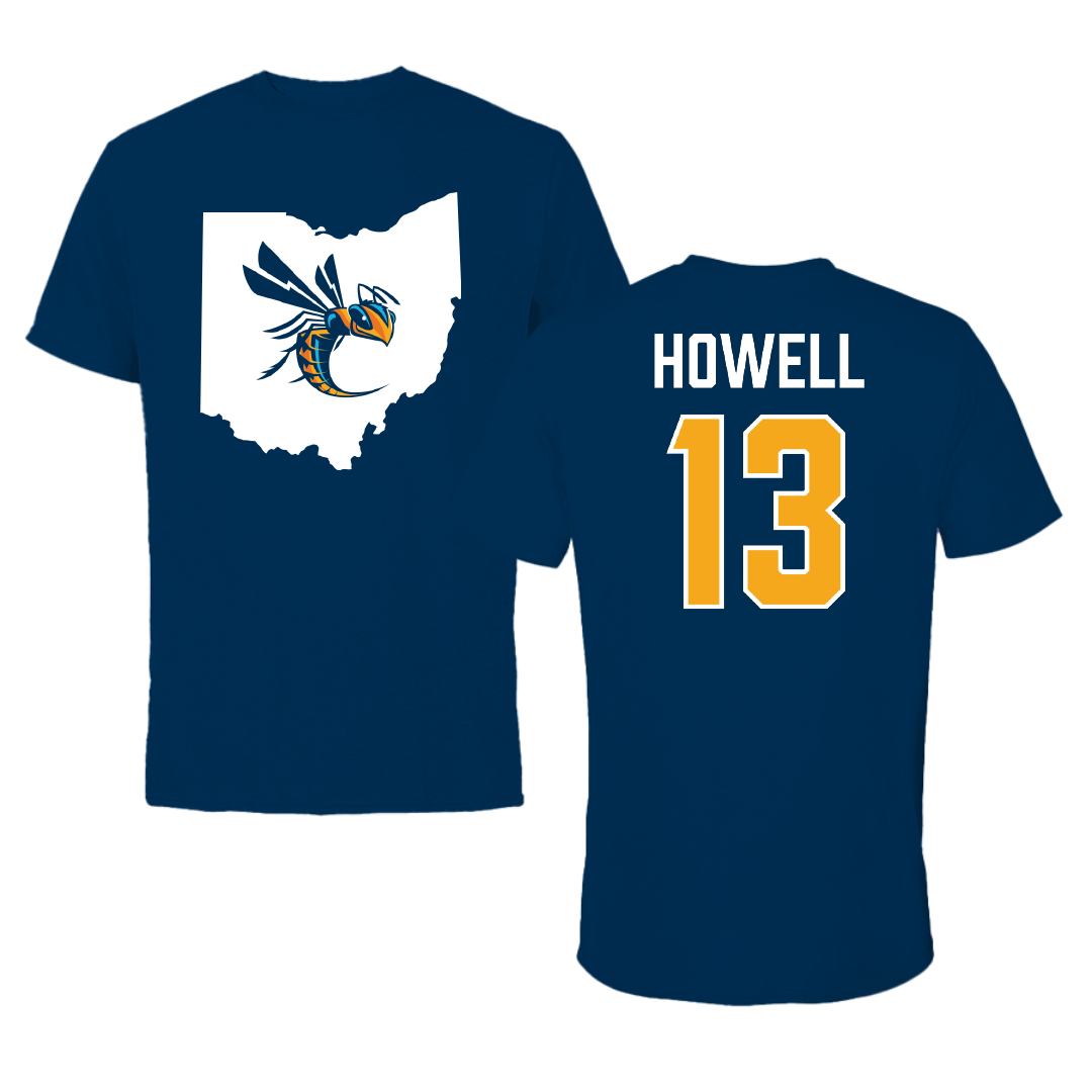 Cedarville University Soccer Navy State Performance Tee - #13 Kale Howell
