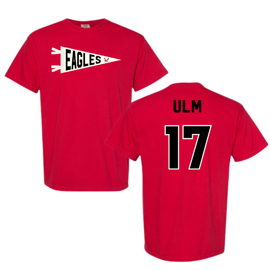 Eastern Washington University Football Red Pennant Comfort Colors Tee - #17 Nolan Ulm