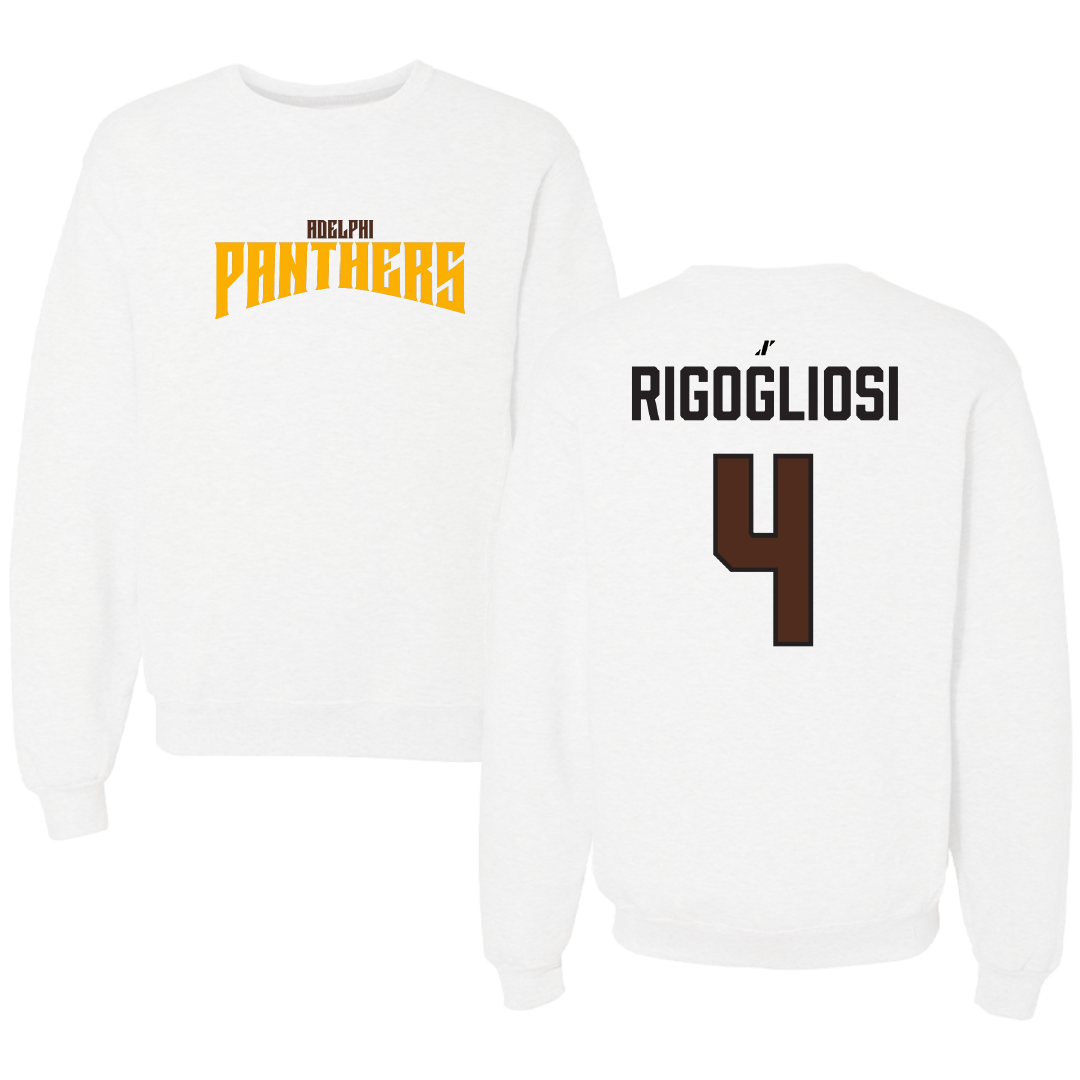 Adelphi University Baseball White Classic Crewneck - #4 Anthony Rigogliosi
