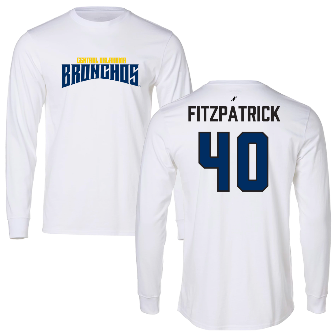 University of Central Oklahoma Football White Classic Performance Long Sleeve - #40 Christopher Fitzpatrick