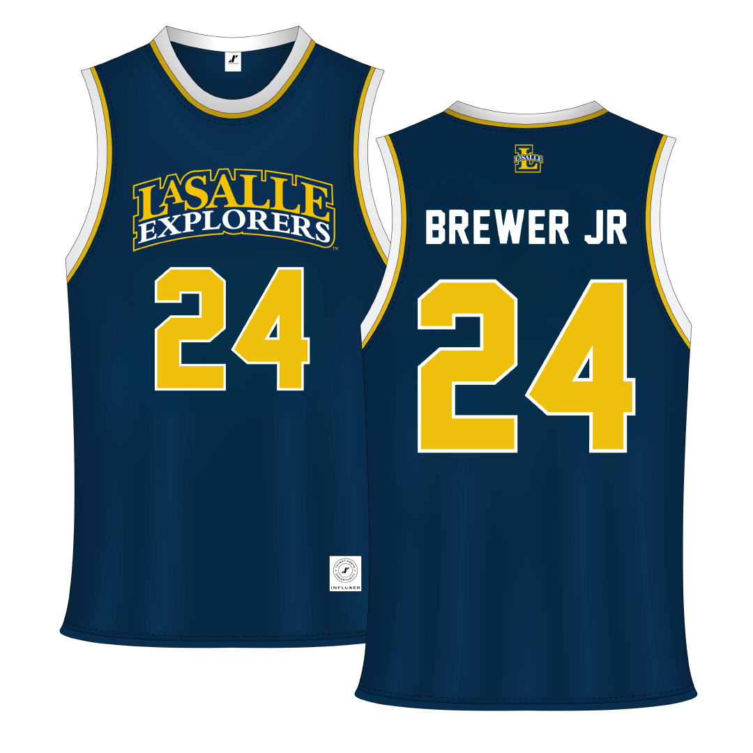La Salle University Navy Basketball Jersey - #24 Jerome Brewer Jr